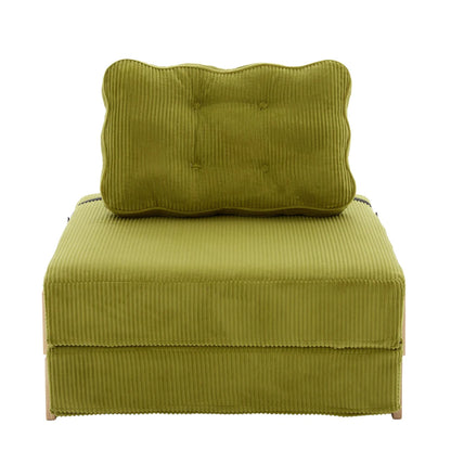 Fauteuil lit pliant Groix en velours côtelé vert olive