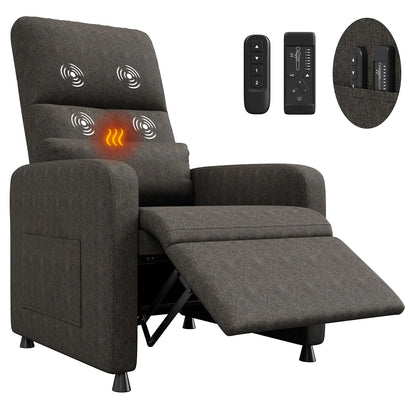 Fauteuil relax chauffant massant Saint-Lunaire marron chocolat avec repose-jambes déployé