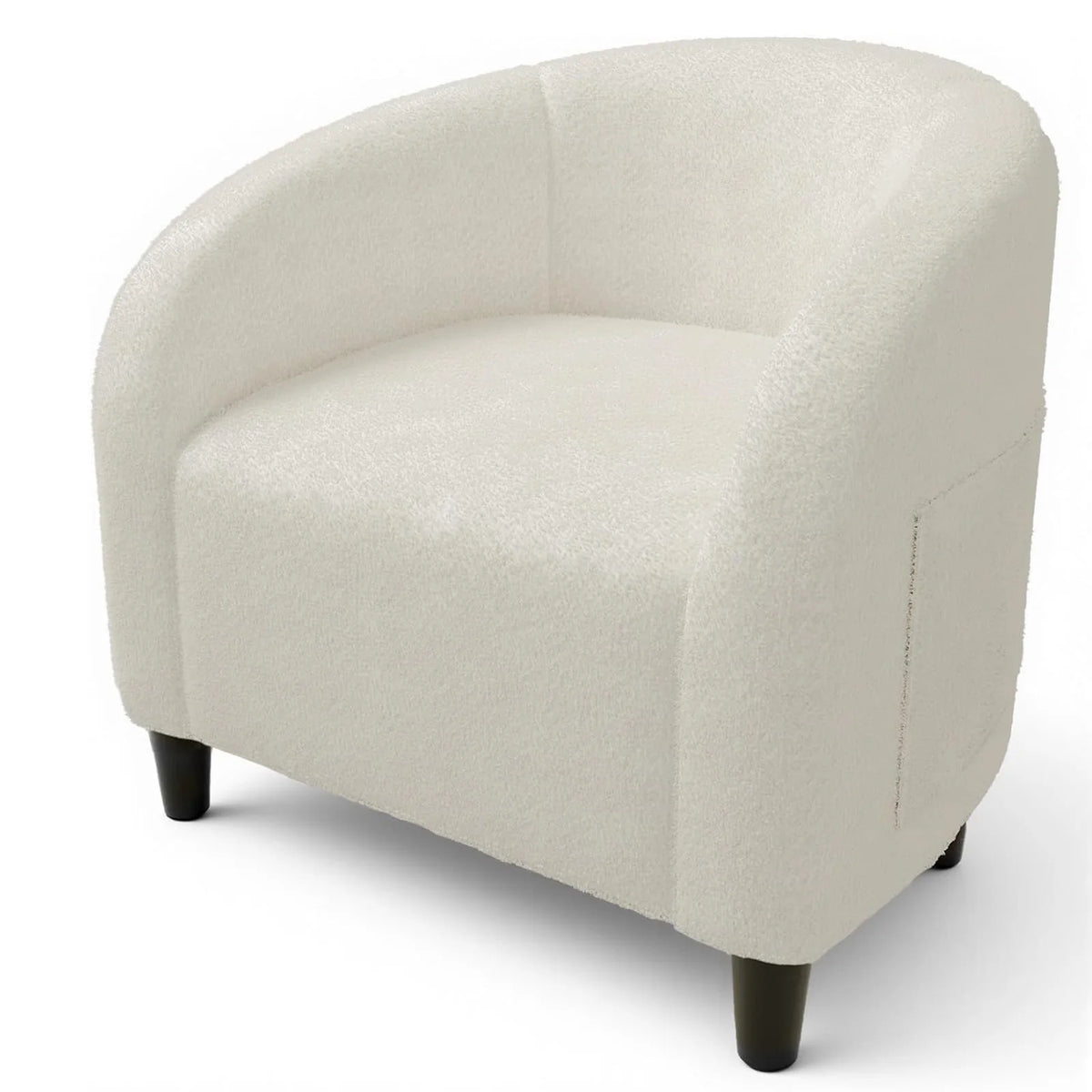 Fauteuil d'appoint salon en bouclette coloris Blanc Ivoire
