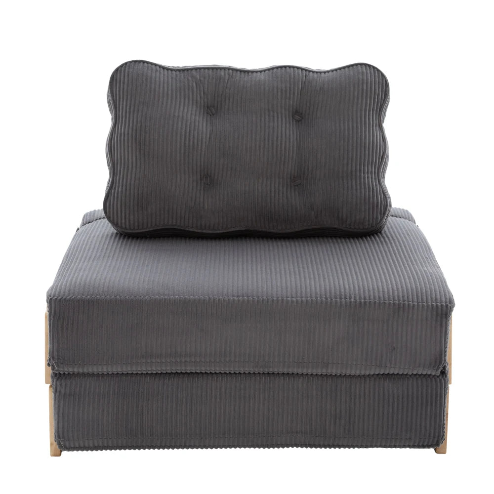 Fauteuil lit pliant Groix en velours côtelé gris anthracite