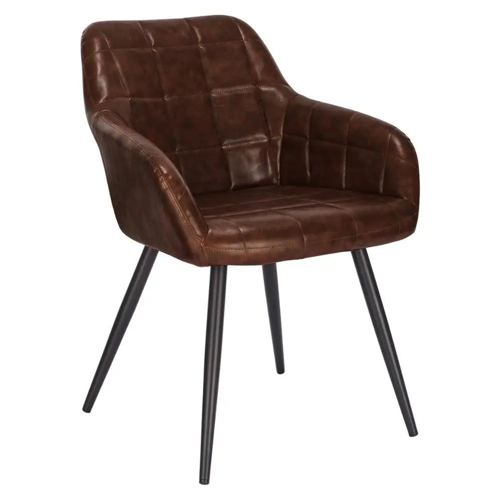 Fauteuil salle à manger confortable en simili cuir marron cognac