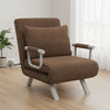 Fauteuil en daim marron convertible avec coussin dans un salon lumineux