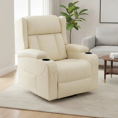 Fauteuil home cinéma Carantec en simili cuir beige lin dans un salon