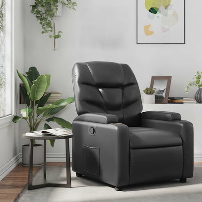 Fauteuil relax inclinable manuel en simili cuir noir dans un salon lumineux