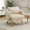 Fauteuil teddy beige lin avec coussin de dossier dans un salon