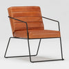 Fauteuil industriel en cuir cognac et métal noir
