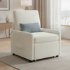 Fauteuil convertible 1 place avec rangement en tissu teddy crème dans un salon