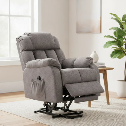 Fauteuil relax électrique tissu Quiberon gris avec mécanisme d'aide au lever
