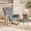 Fauteuil à bascule confortable gris en sherpa avec repose-pieds et plaid