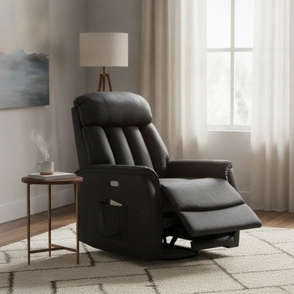 Fauteuil releveur cuir Étel incliné avec repose-jambes déployé