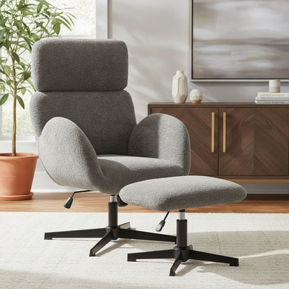Fauteuil pivotant avec repose pied sur pied étoile noir