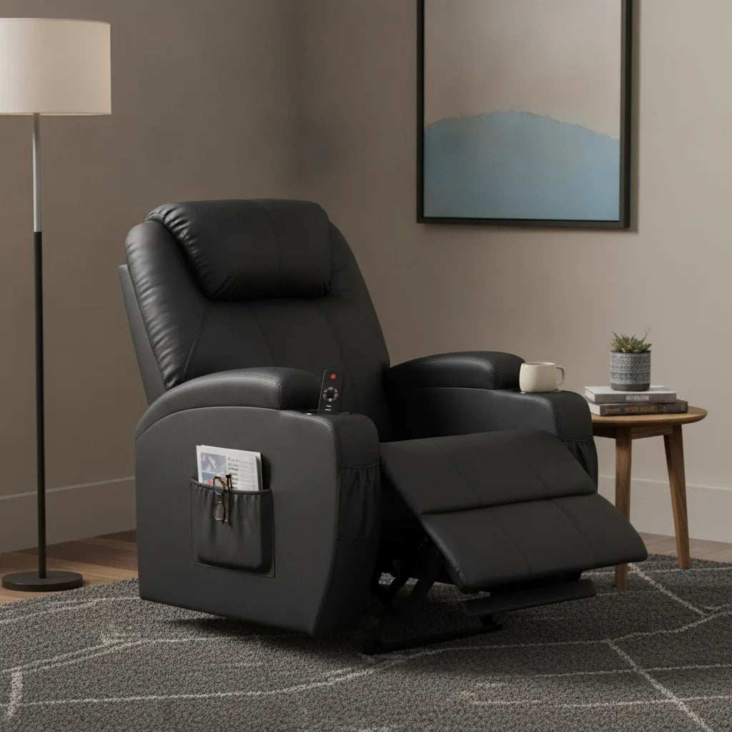 Fauteuil relax releveur électrique Douarnenez avec repose-pieds et poche latérale