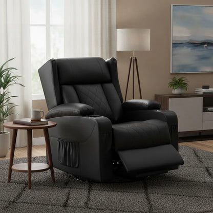 Fauteuil home cinéma Carantec en simili cuir noir charbon dans un salon