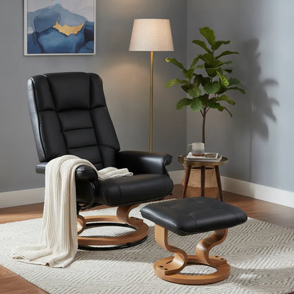 Fauteuil avec pouf Erquy avec plaid dans un coin détente
